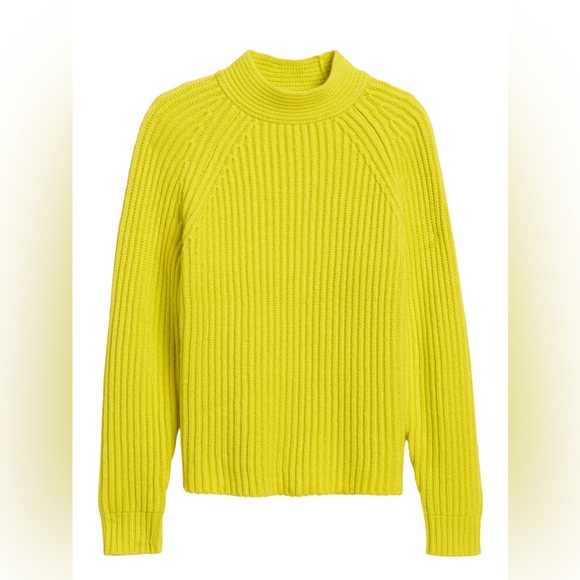 Banana Republic Chunky High Crew-Neck Sweater Neon Yellow-Green Size US S - Picture 6 of 6